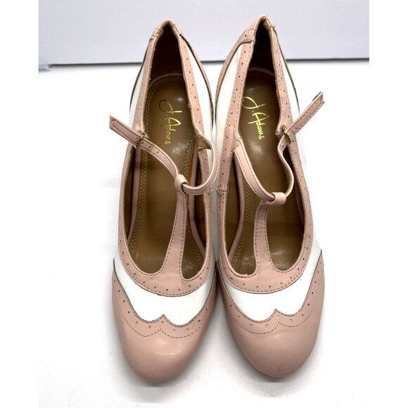 J Adams Mary Jane size 10 Kym High Heel Shoes Wing Tip Pink White 1950s Oxford - Picture 12 of 13